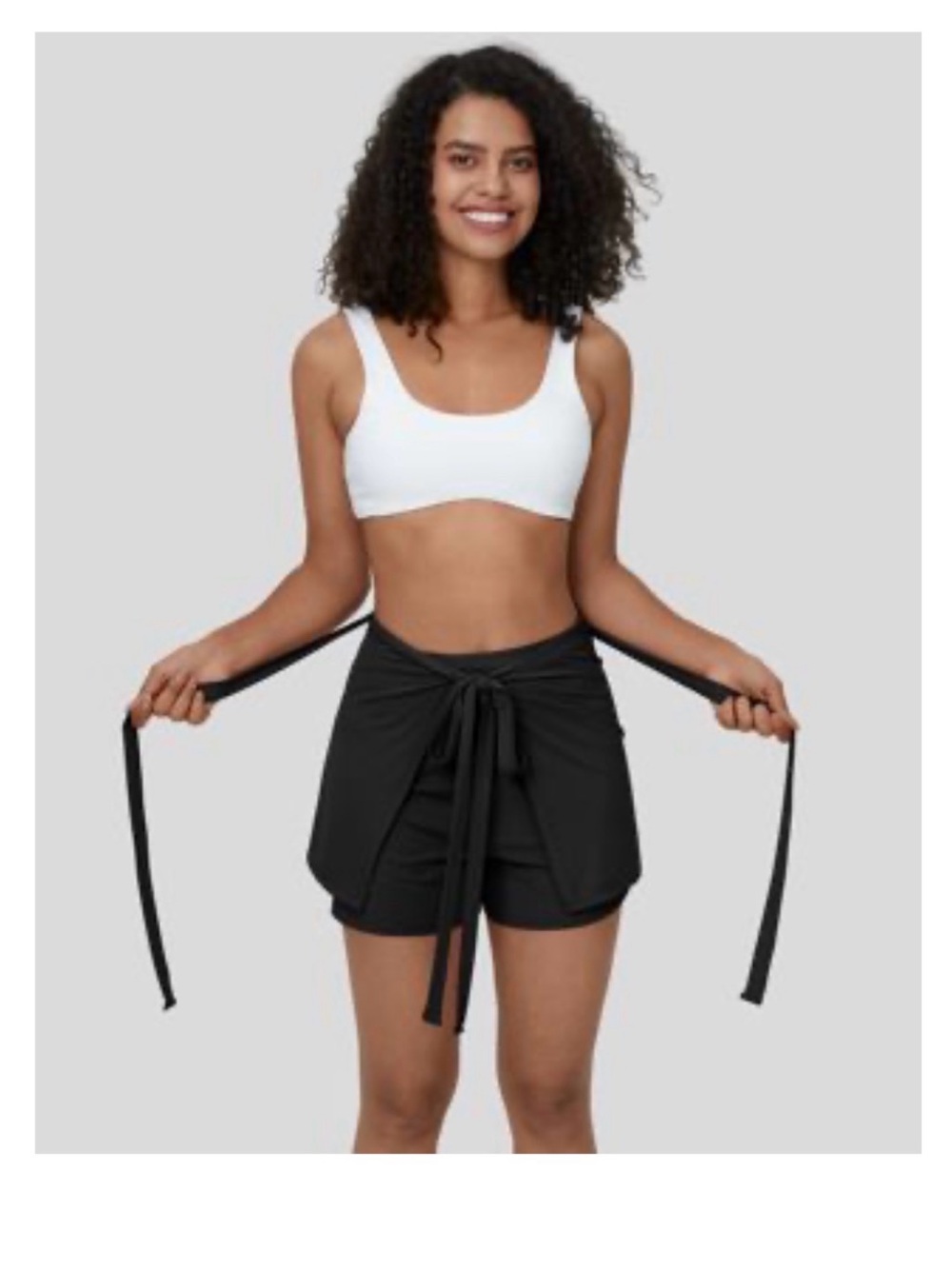 NWT HALARA Black Tie-Waist Skort Shorts